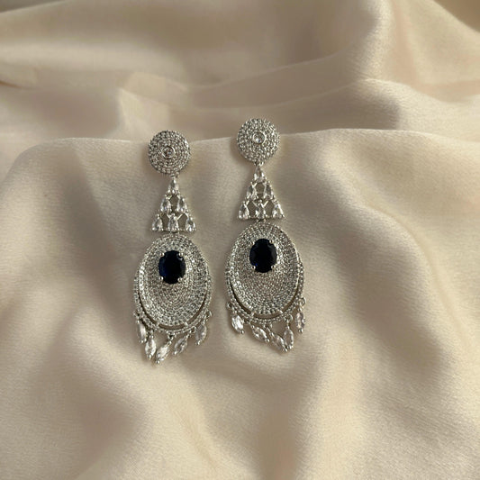 Silver Plated Cubic Zirconia Earrings-10012 - Jewelit