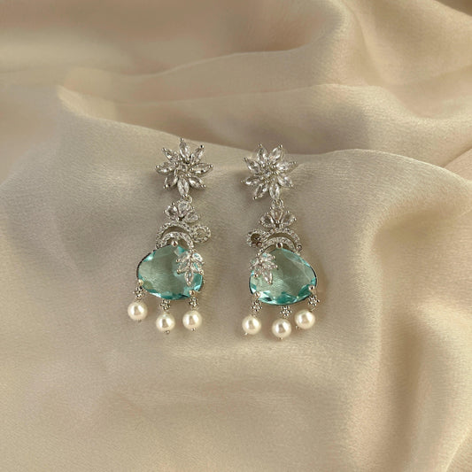 Silver Plated Cubic Zirconia Earrings-10013 - Jewelit