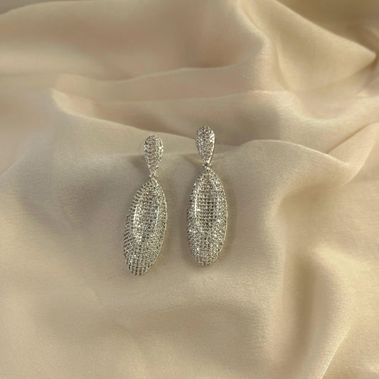 Silver Plated Cubic Zirconia Earrings-10010 - Jewelit