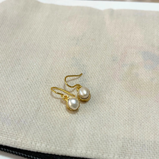 Gold Spirited 18K Plated Contemporary Mother of Pearl Earrings  10086