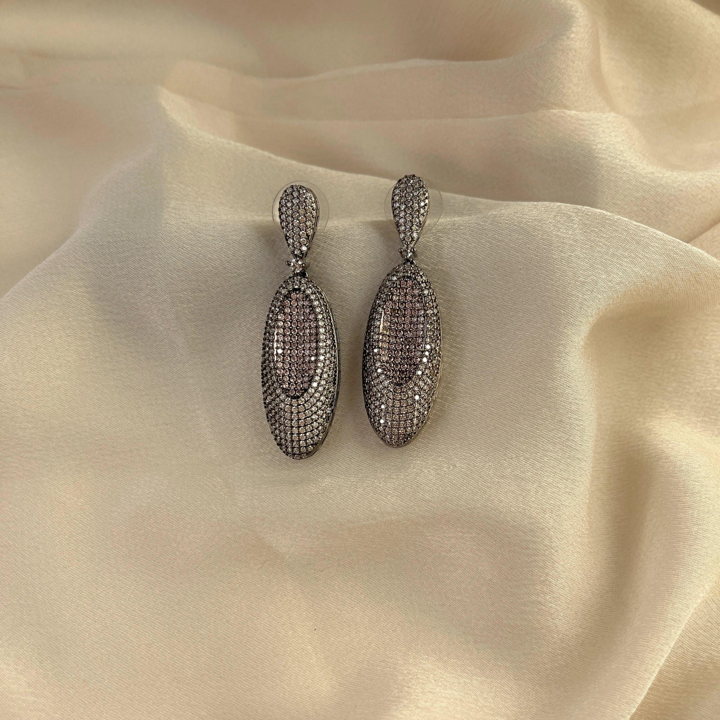 Silver Plated Cubic Zirconia Earrings-10010 - Jewelit