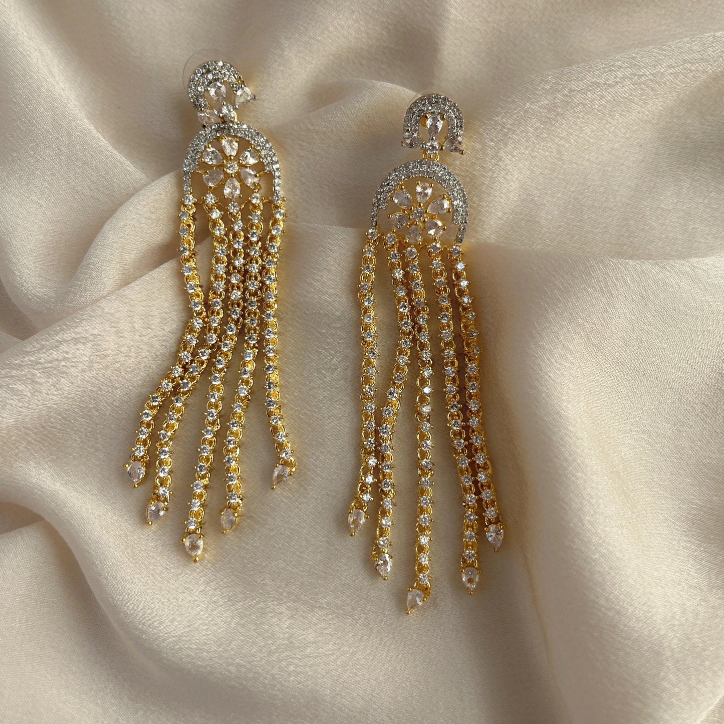 Silver Plated Cubic Zirconia Earrings-10001 - Jewelit