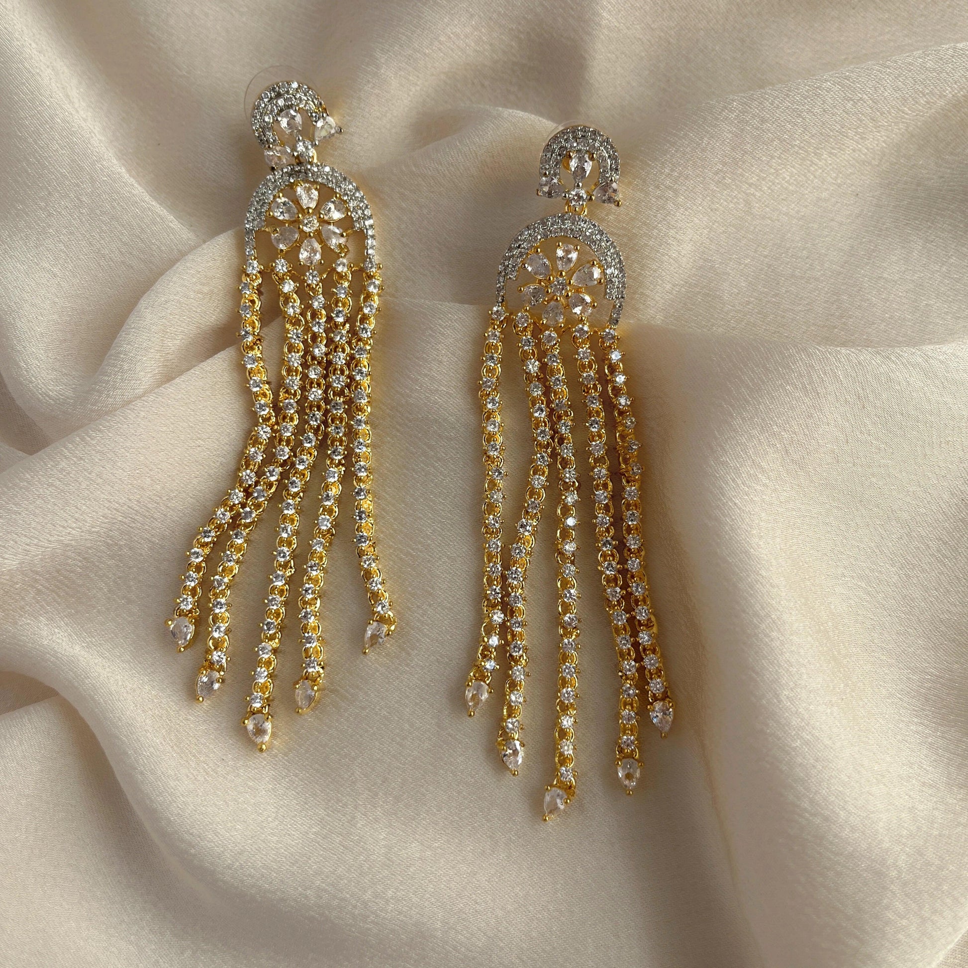 Silver Plated Cubic Zirconia Earrings-10001 - Jewelit
