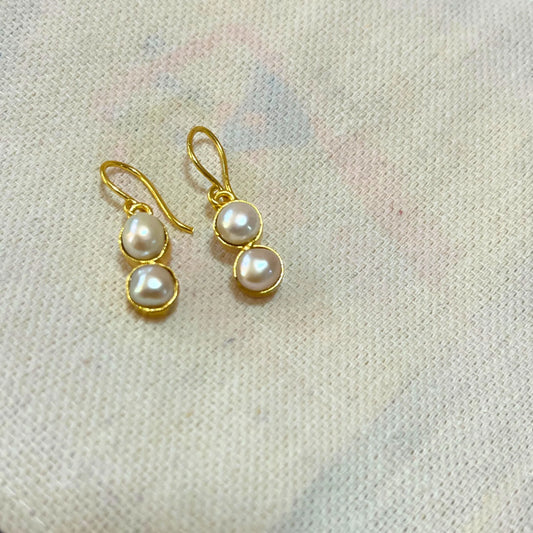 Gold Spirited 18K Plated Contemporary Mother of Pearl Earrings  10087