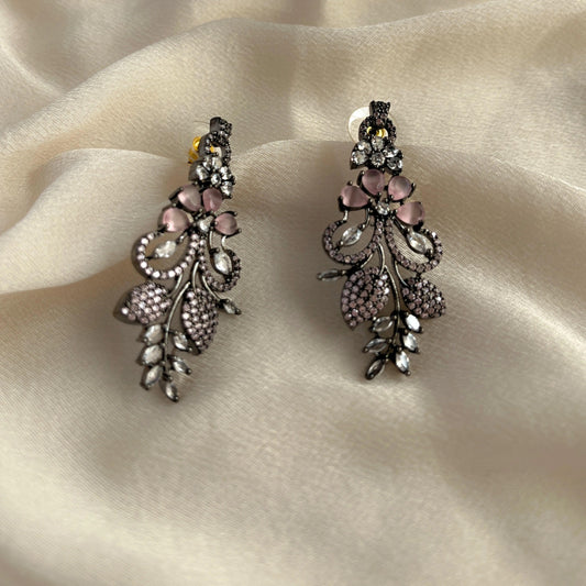 Silver Plated Cubic Zirconia Earrings-10020 - Jewelit