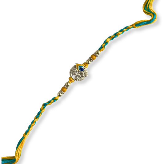 Silver Peacock Feather Heritage Rakhi