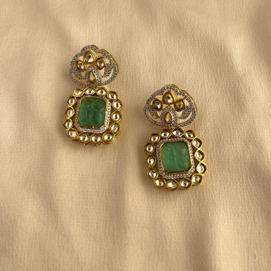 Kundan Stud Earrings-10006 - Jewelit