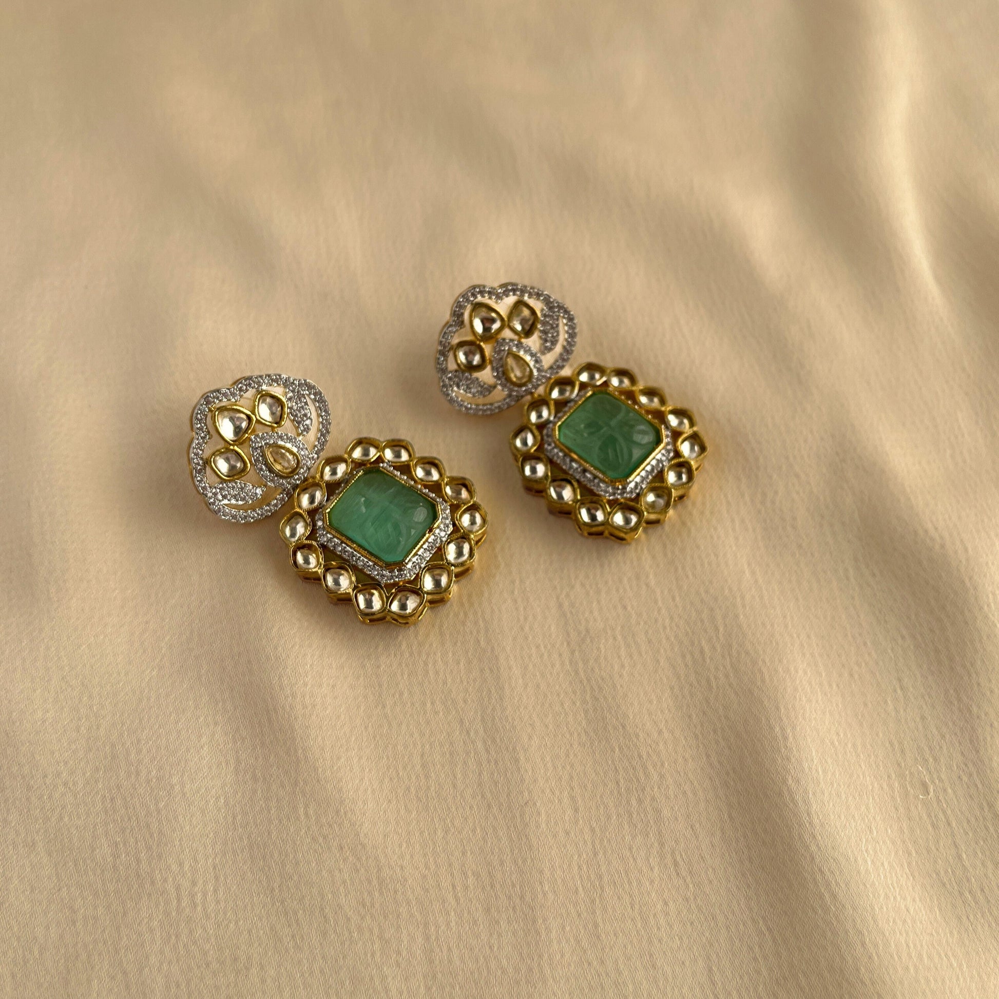Kundan Stud Earrings-10006 - Jewelit