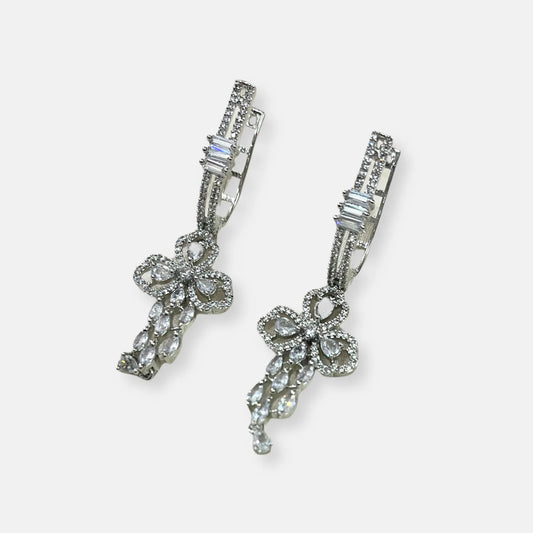 Cubic Zirconia Hoop Earrings-10045