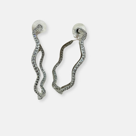 Cubic Zirconia Big Hoop Earrings-10055