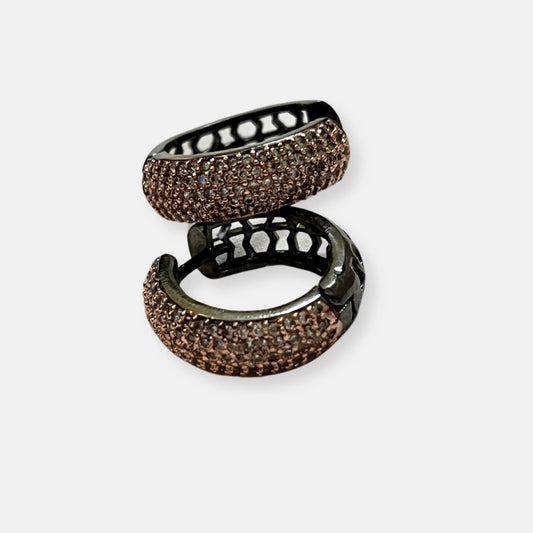 Cubic Zirconia Hoop Earrings-10046