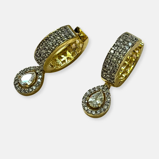 Cubic Zirconia Hoop Earrings-10047