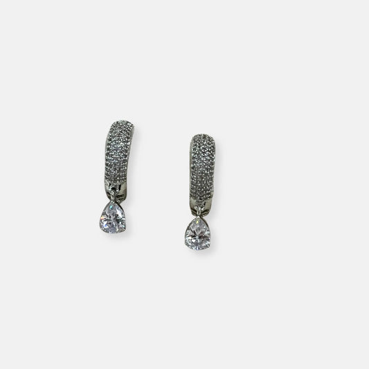 Cubic Zirconia Hoop Earrings-10048