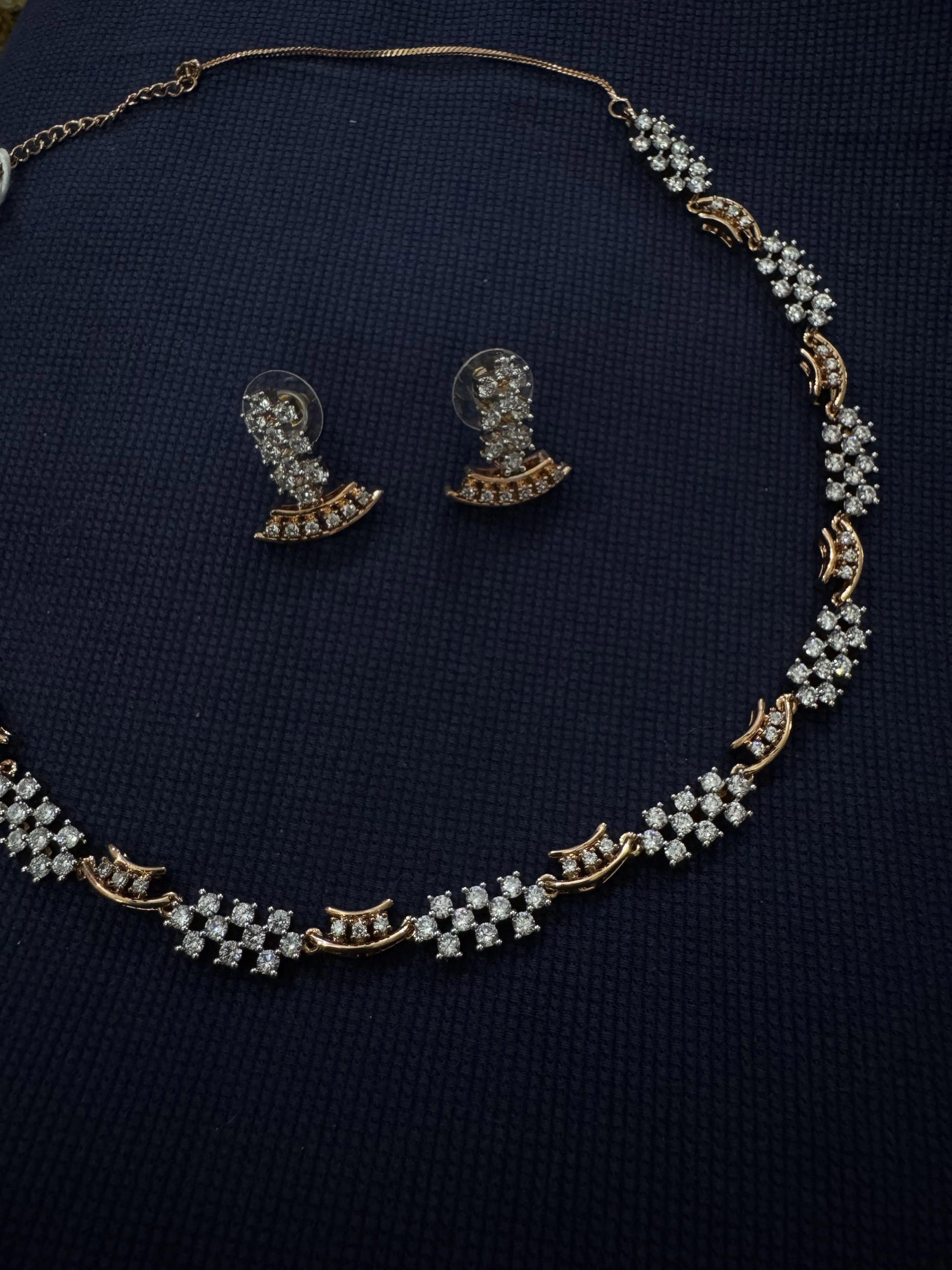 Cubic Zirconia Silver Plated Necklace Set 10010 - Jewelit