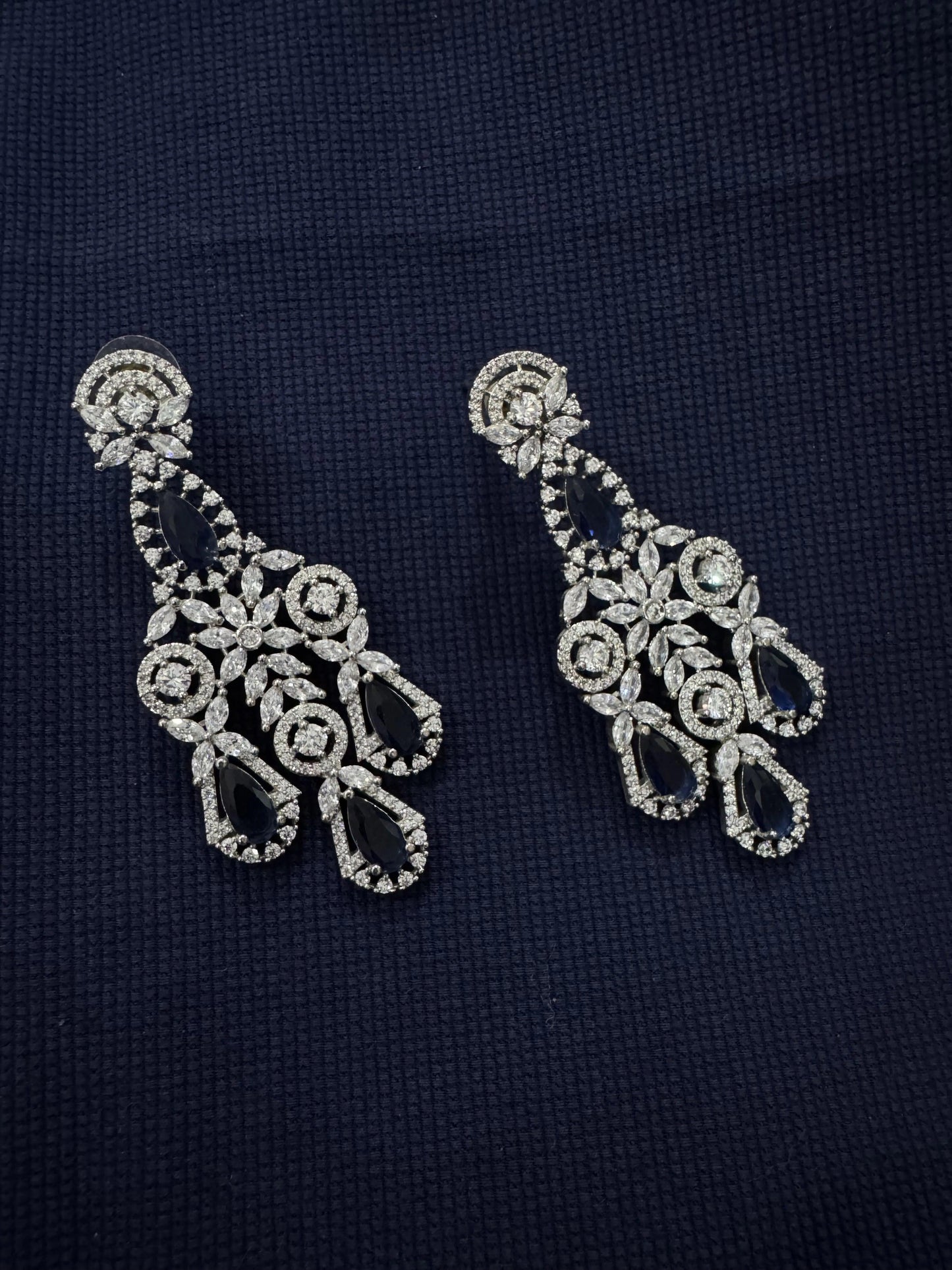 Cubic Zirconia Silver Plated Necklace Set 10012 - Jewelit