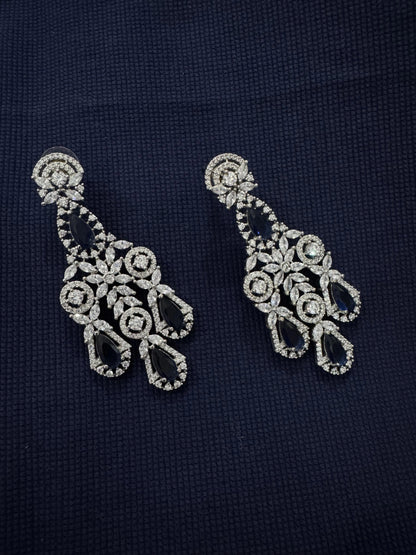 Cubic Zirconia Silver Plated Necklace Set 10012 - Jewelit