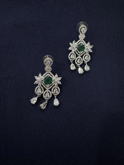 Cubic Zirconia Silver Plated Necklace Set 10013 - Jewelit