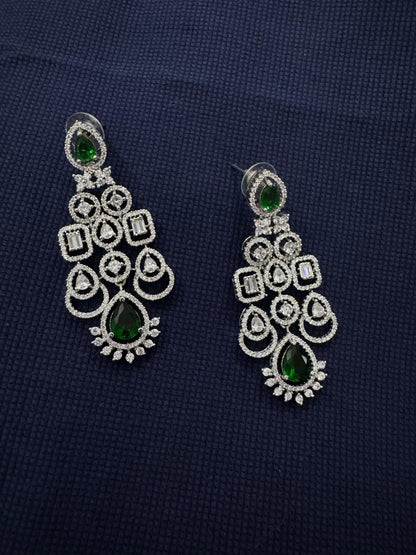 Cubic Zirconia Silver Plated Necklace Set 10002 - Jewelit