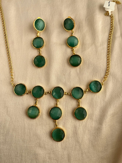 Gold Spirited 18K Plated Contemporary Necklace Set 10002 - Jewelit