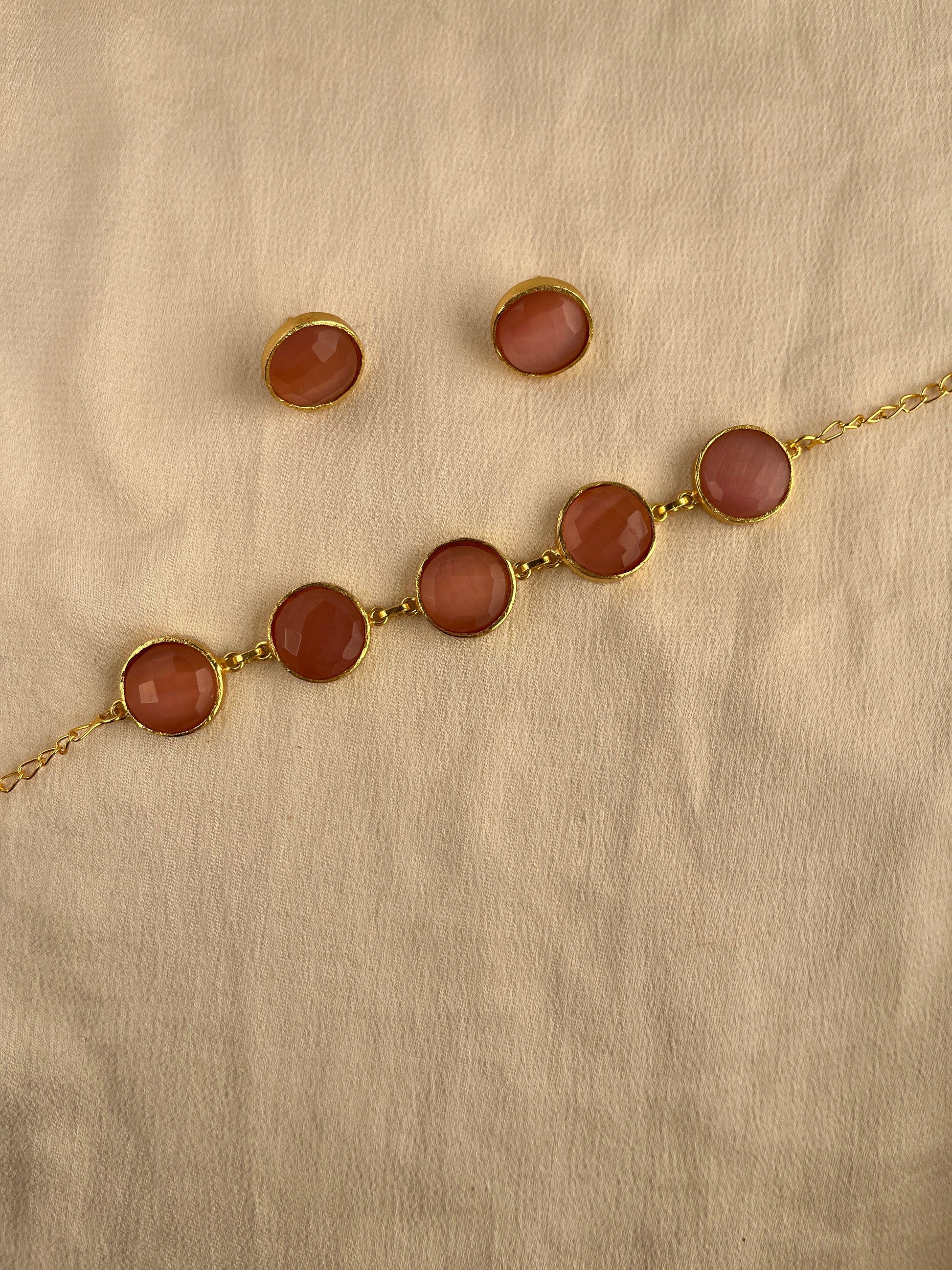 Gold Spirited 18K Plated Contemporary Necklace Set 10004 - Jewelit
