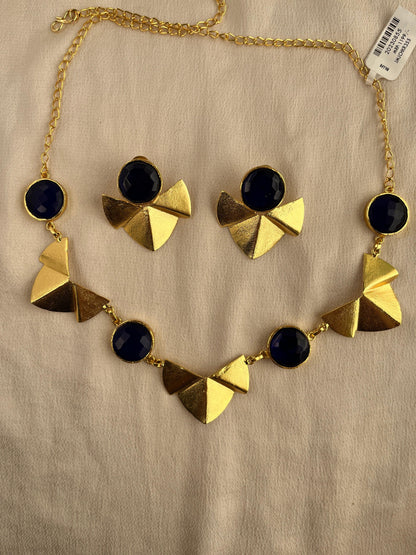 Gold Spirited 18K Plated Contemporary Necklace Set 10005 - Jewelit
