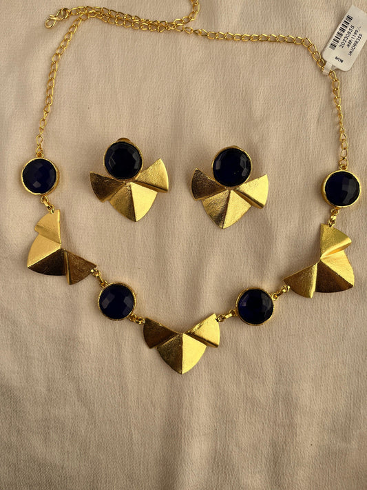Gold Spirited 18K Plated Contemporary Necklace Set 10005 - Jewelit