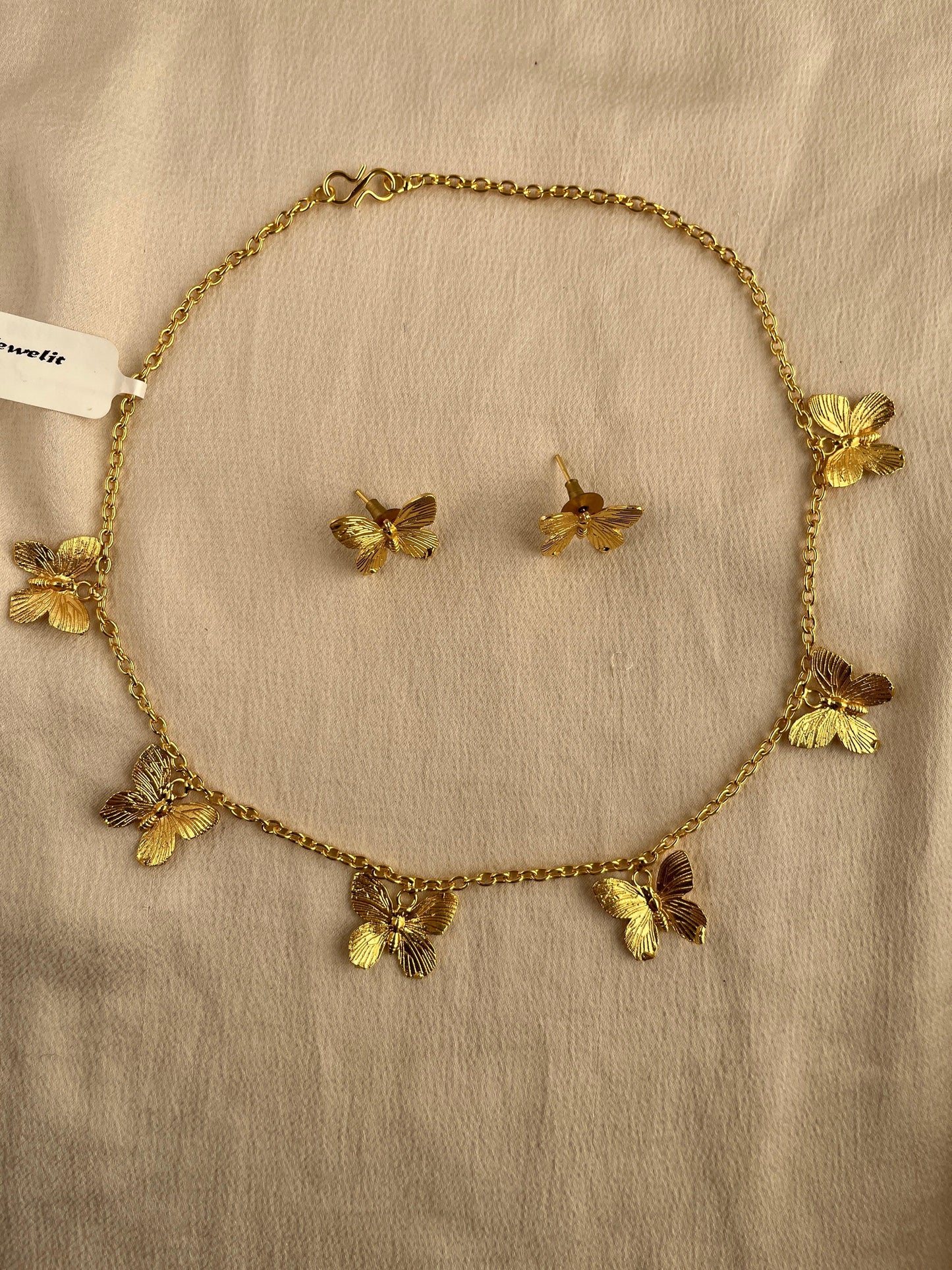 Gold Spirited 18K Plated Contemporary Necklace Set 10006 - Jewelit