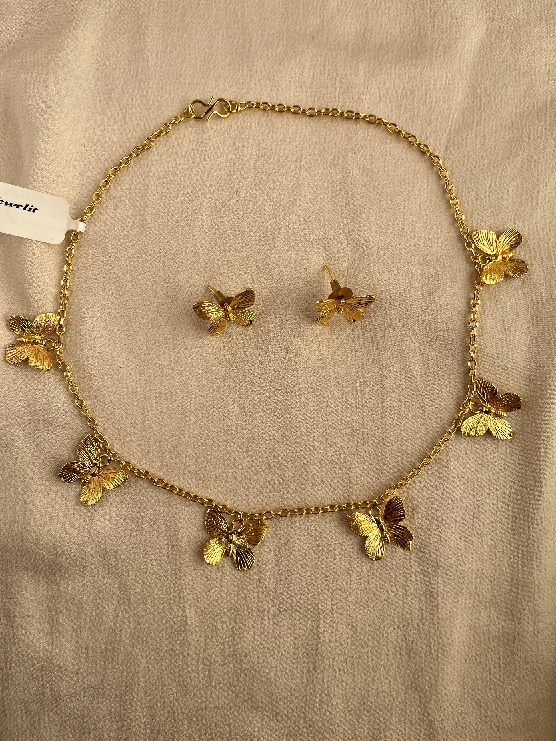 Gold Spirited 18K Plated Contemporary Necklace Set 10006 - Jewelit