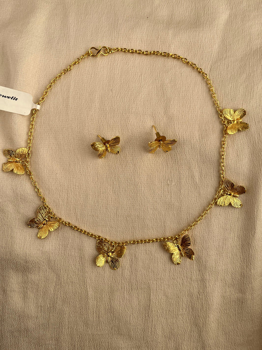 Gold Spirited 18K Plated Contemporary Necklace Set 10006 - Jewelit