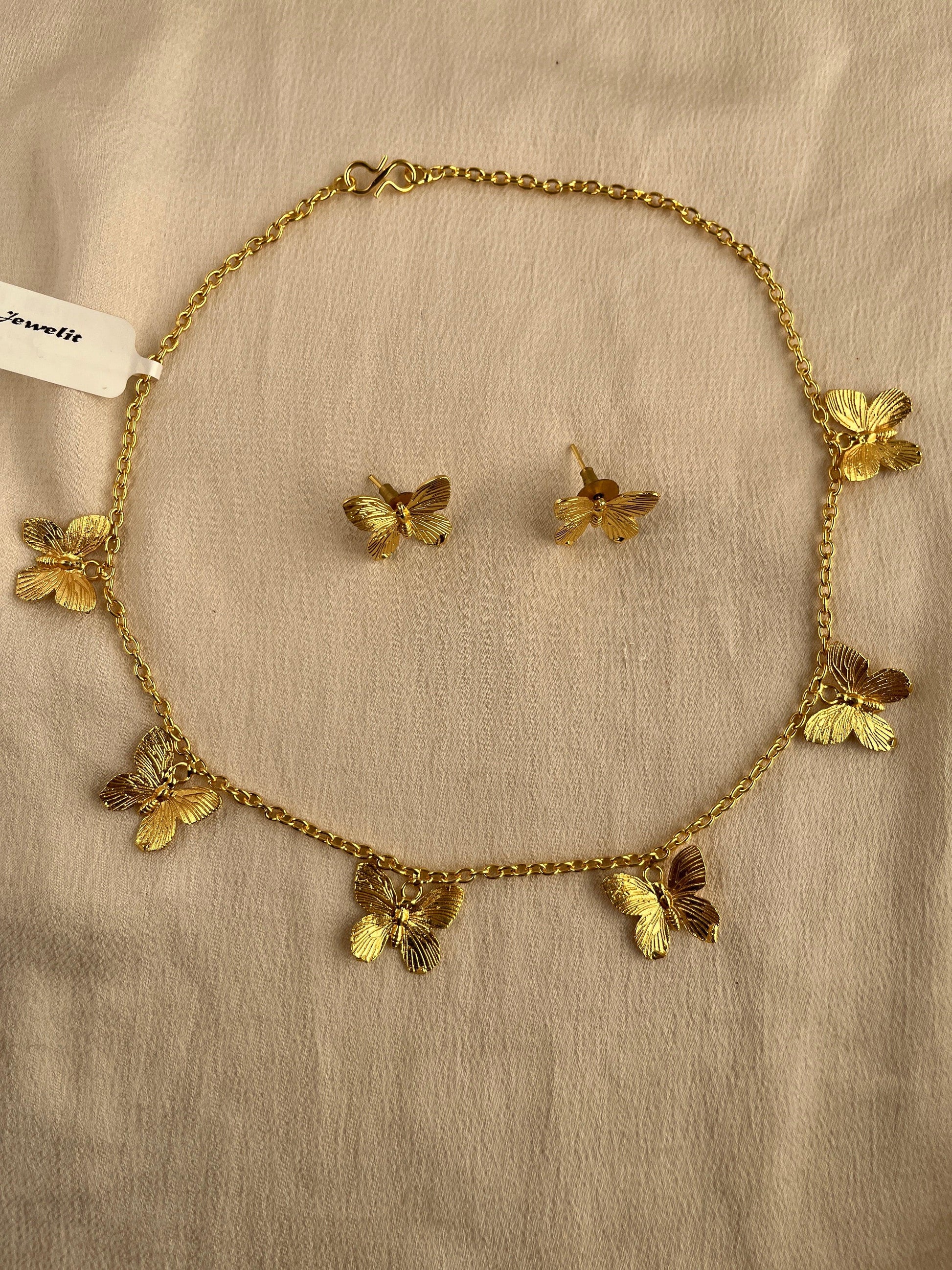 Gold Spirited 18K Plated Contemporary Necklace Set 10006 - Jewelit