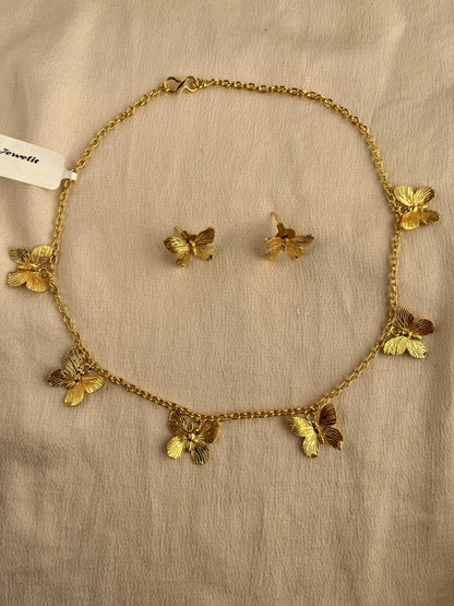 Gold Spirited 18K Plated Contemporary Necklace Set 10006 - Jewelit