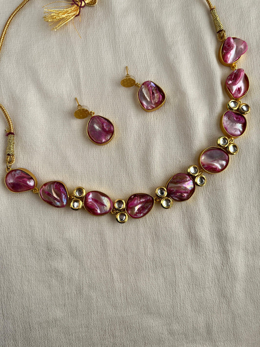 Gold Spirited 18K Plated Contemporary Necklace Set 10008 - Jewelit