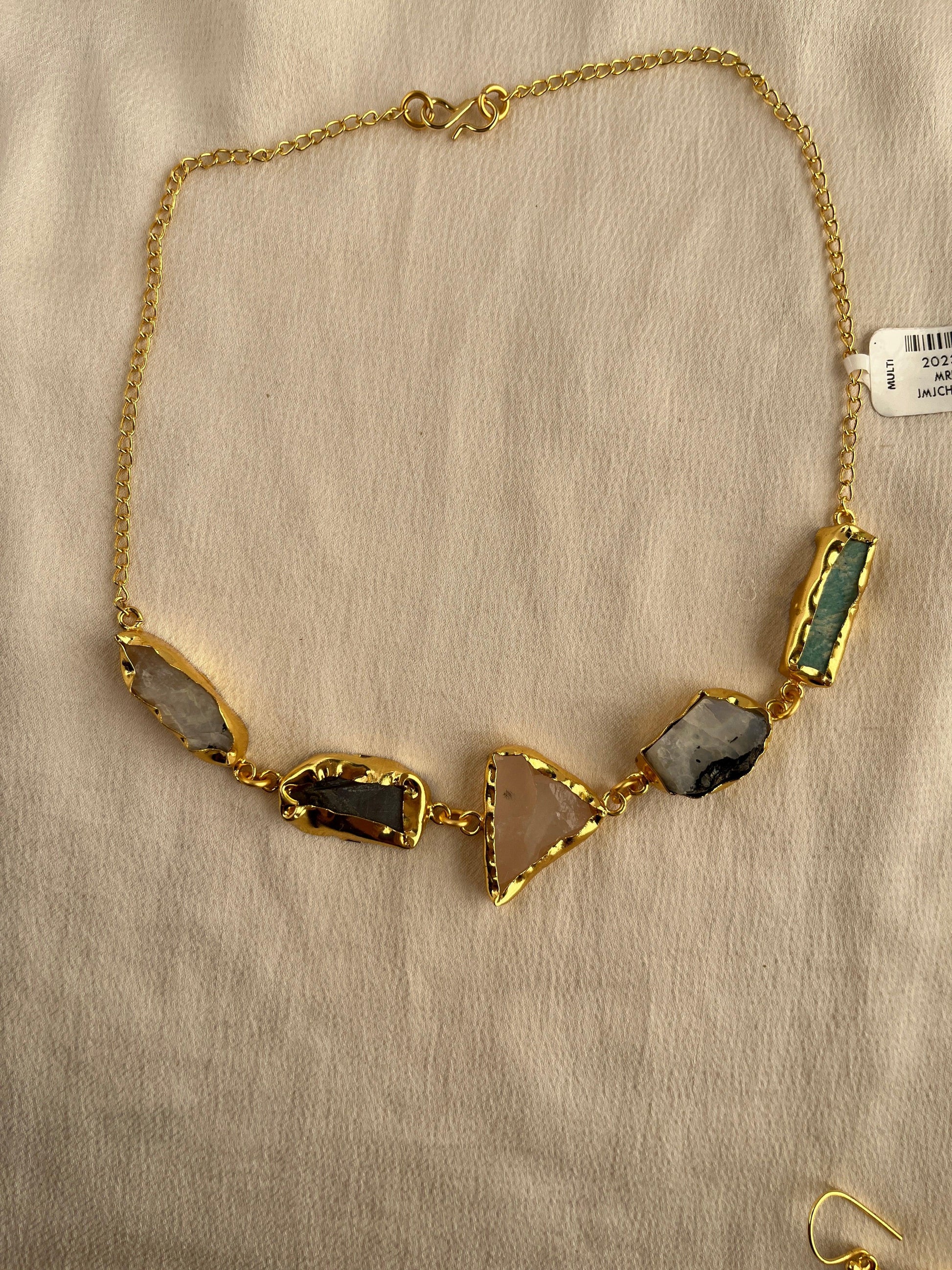 Gold Spirited 18K Plated Contemporary Necklace Set 10009 - Jewelit