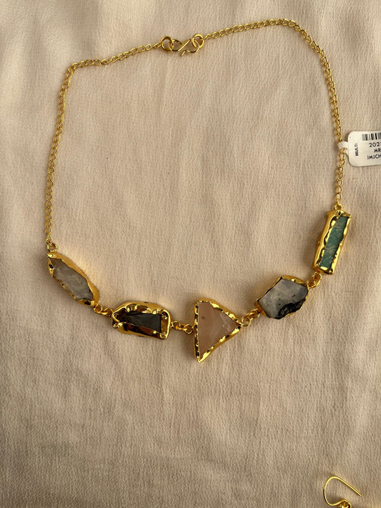 Gold Spirited 18K Plated Contemporary Necklace Set 10009 - Jewelit