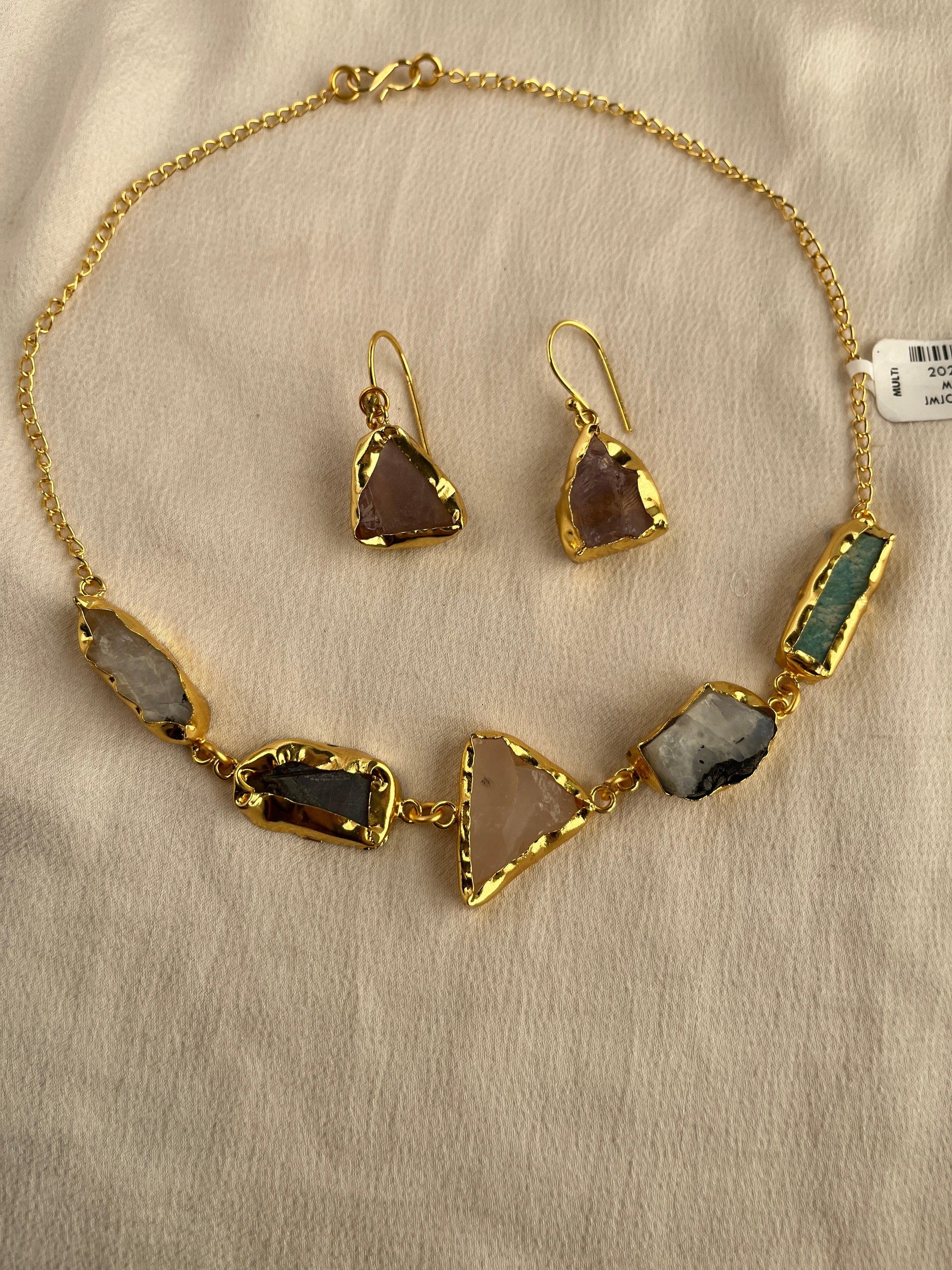 Gold Spirited 18K Plated Contemporary Necklace Set 10009 - Jewelit