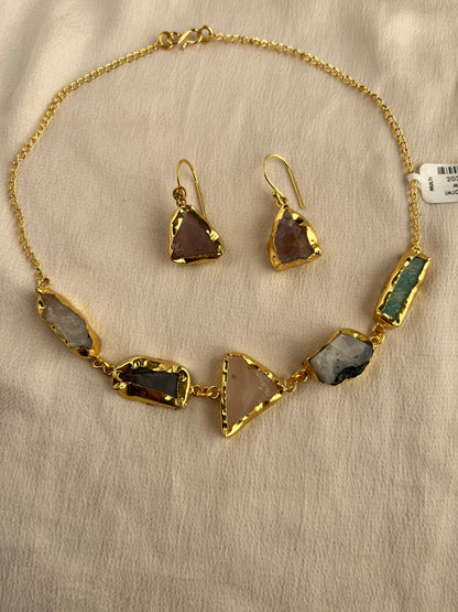 Gold Spirited 18K Plated Contemporary Necklace Set 10009 - Jewelit
