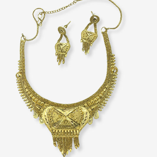 Gold Plated Necklace Set with Earrings 10017