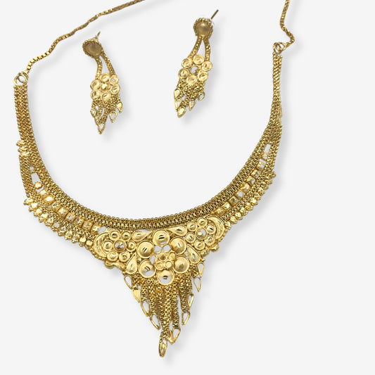 Gold Plated Necklace Set with Earrings 10015