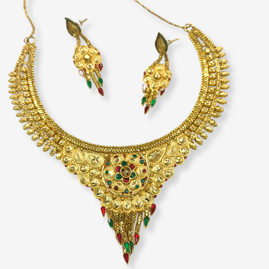 Gold Plated Necklace Set with Earrings 10013