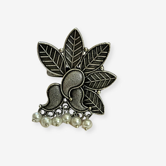 92.5 Silver Plated Oxidized Cocktail Ring 10002