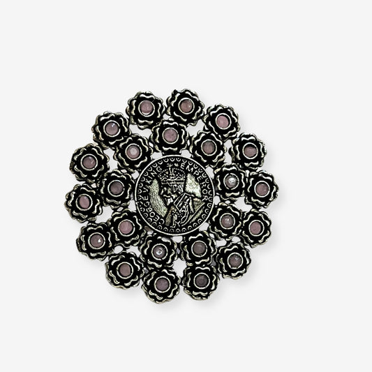 92.5 Silver Plated Oxidized Cocktail Ring 10003