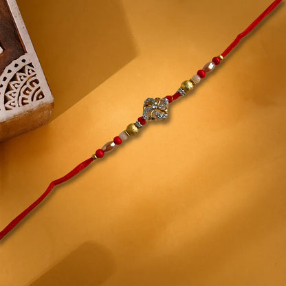 Imperial American Diamond Flower Thread Rakhi