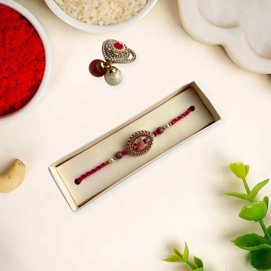 Crystal Chips American Diamond Knot Thread Rakhi