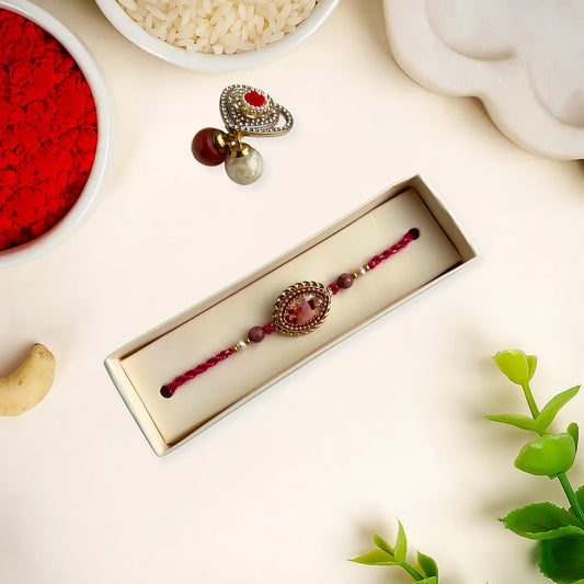 Crystal Chips American Diamond Knot Thread Rakhi