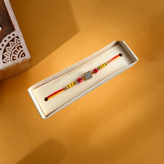 Square Delicate American Diamond Thread Rakhi