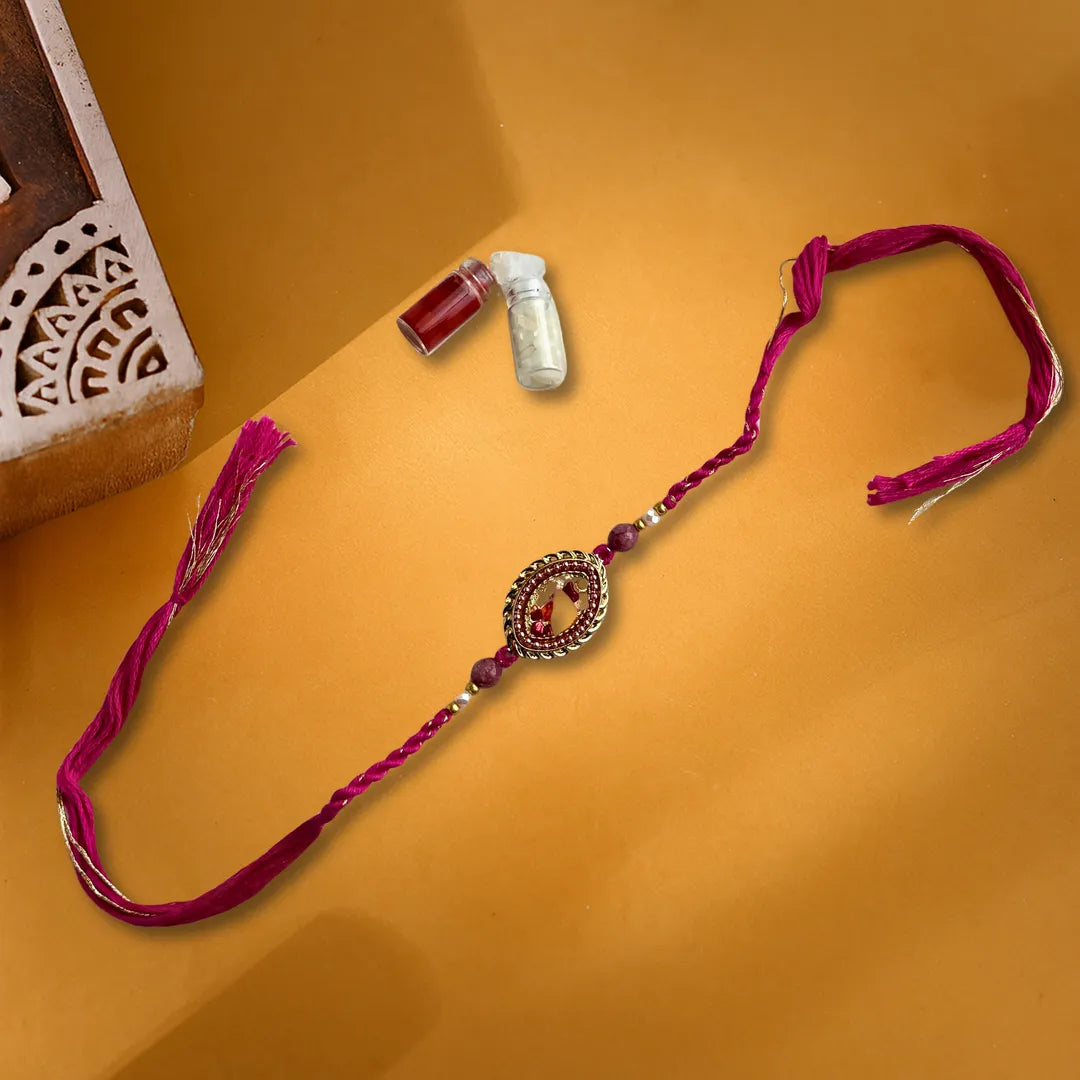 Crystal Chips American Diamond Knot Thread Rakhi