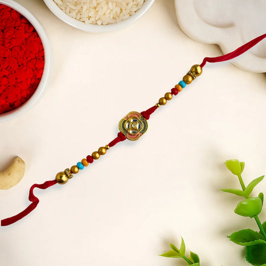 Elegant Meena Pastel Thread Rakhi