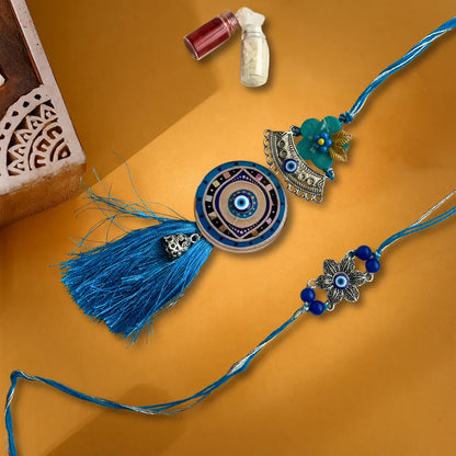 Evil Eye Oxidized Lumba Rakhi Set
