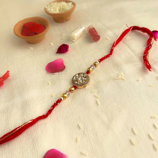 Moissanite Circular Kundan Rakhi