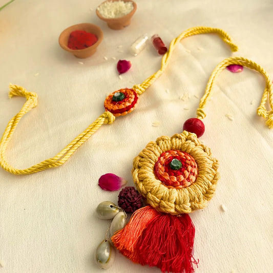 Crochet Bhaiya Bhabhi Mirror Lumba Set Rakhi